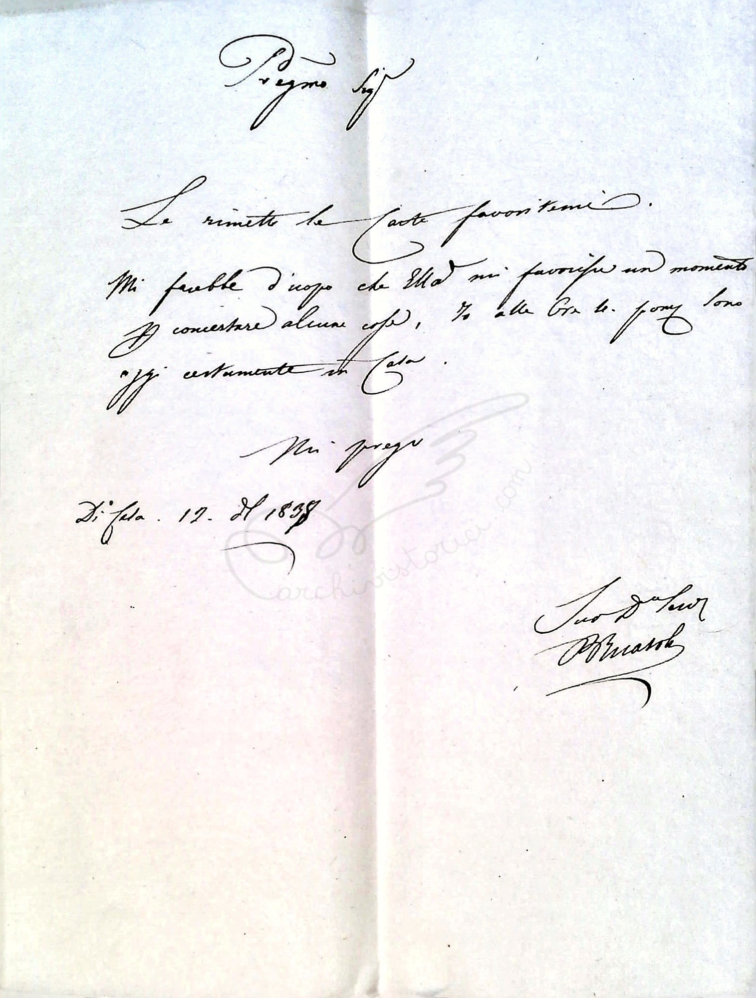 Bettino Ricasoli sua lettera
